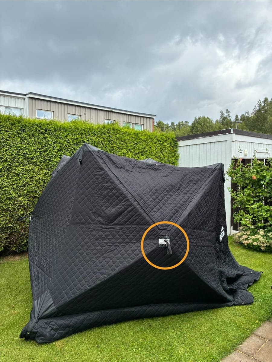 Markerat handtag som ska dras utåt